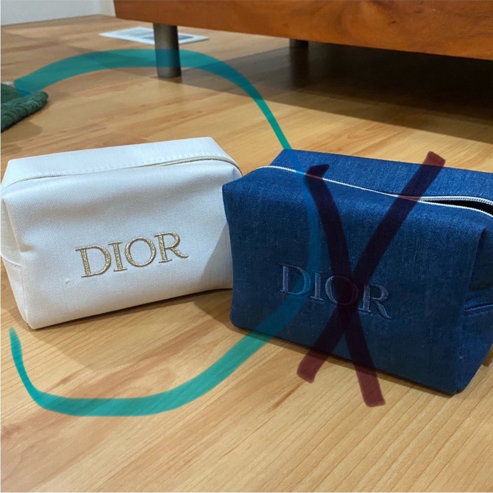 White Dior rectangular makeup bag